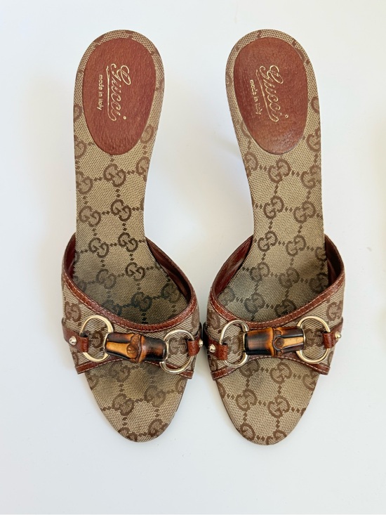 Gucci Shoes - Gucci Tom Ford Era GG Canvas Bamboo Horsebit Mule Heels Archival Y2K Monogram 9